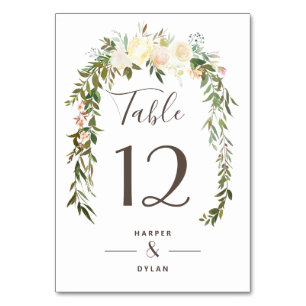 Lovely Florals Watercolor Wedding Table Number