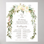 Lovely Florals | Wedding Ceremony Program Sign<br><div class="desc">Elegant and stylish wedding ceremony program poster sign featuring watercolor flowers in cream and blush hues,  and lush green foliage. Coordinates with our "Lovely Florals" wedding invitation suite collection.</div>