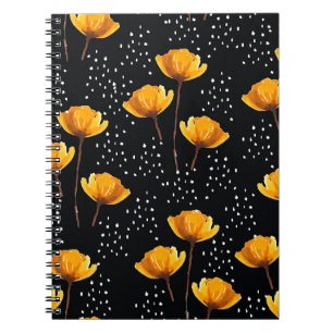 Lovely flower and polka dots illustration pattern notebook