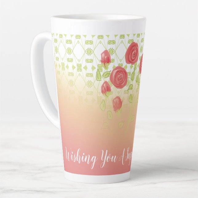 Lovely Flowered Latte Mug (Left Angle)