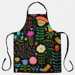 Lovely flowers hand drawn illustration pattern apron