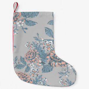 Lovely flowers. Monochrome ornaments. Seamless pat Small Christmas Stocking