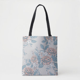 Lovely flowers. Monochrome ornaments. Seamless pat Tote Bag