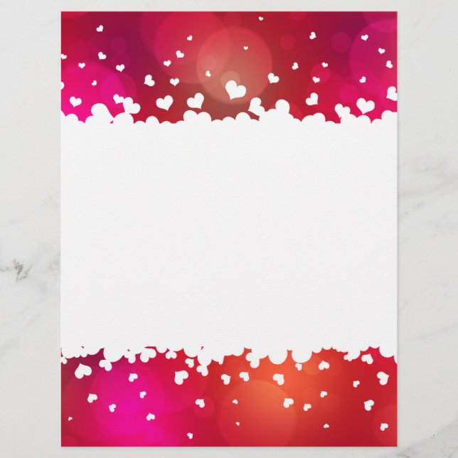 Lovely Flying Hearts Border Letterhead Stationery (Front)