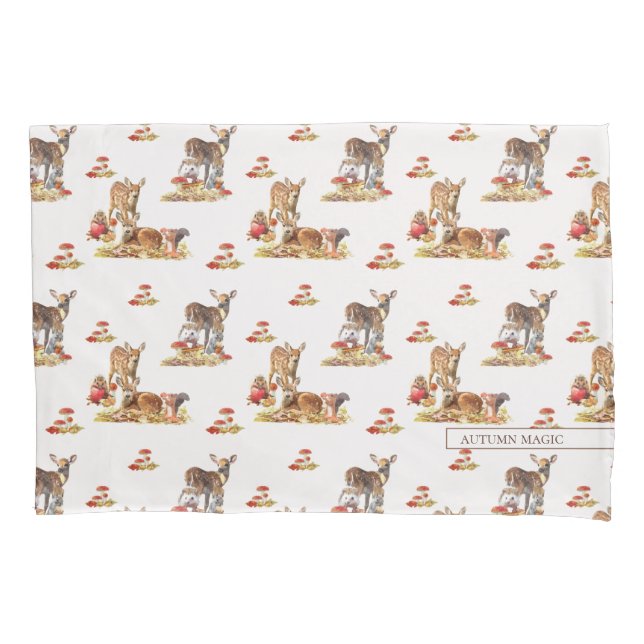 Lovely Forest Animals Autumn Art Pattern Pillowcase (Front)