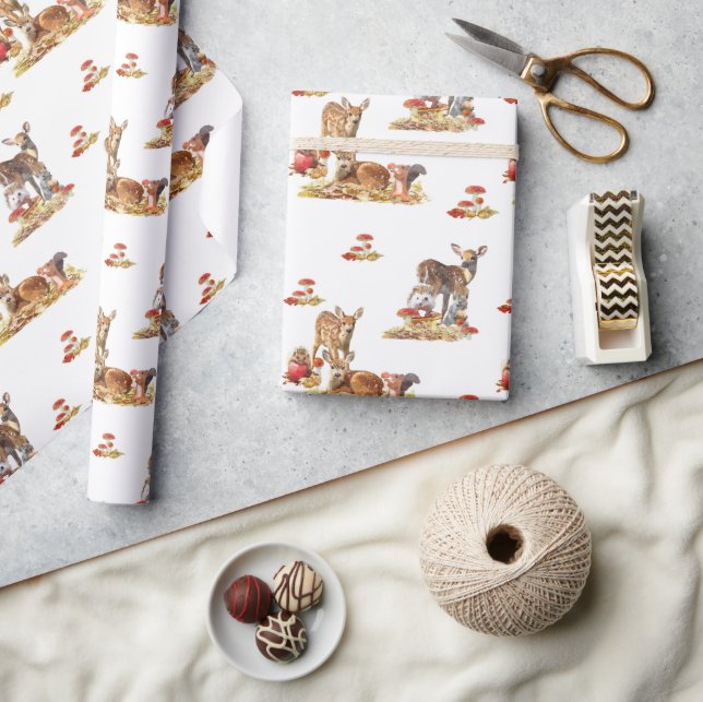 Lovely Forest Animals Autumn Art Pattern Wrapping Paper (Crafts)