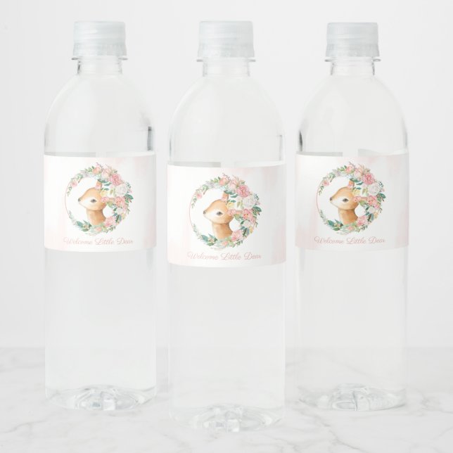 Lovely Forest Woodland Animals - Deer Baby Shower Water Bottle Label (Bottles)