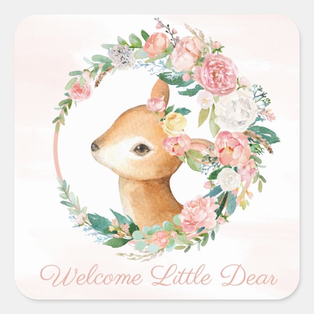 Lovely Forest Woodland Animals - Little Deer Square Sticker (Front)