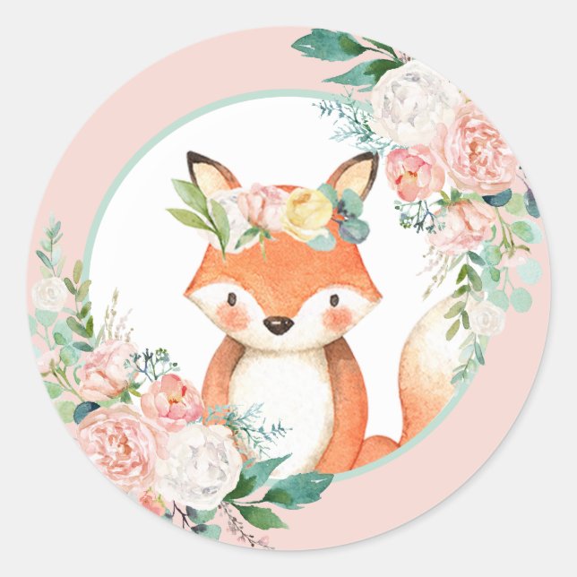 Lovely Forest Woodland Animals - Little Fox Classic Round Sticker (Front)