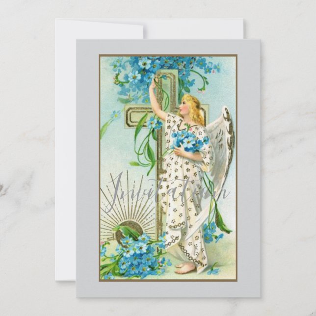 Lovely Forget Me Not Angel Invitation (Front)