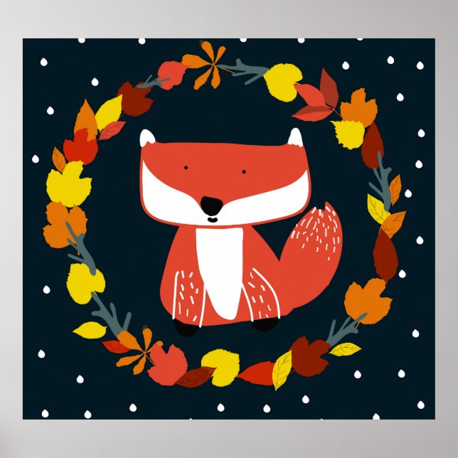 Lovely fox on a colourful background poster (Front)