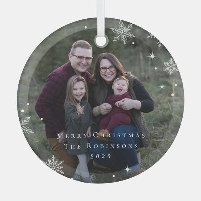 Lovely Frost Custom Caption Photo Ornament (Front)