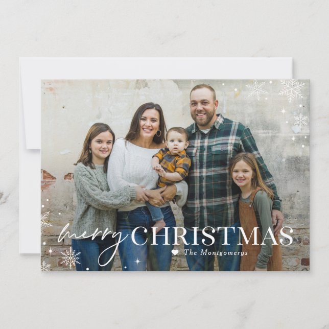 Lovely Frost Merry Christmas Photo Card (Front)