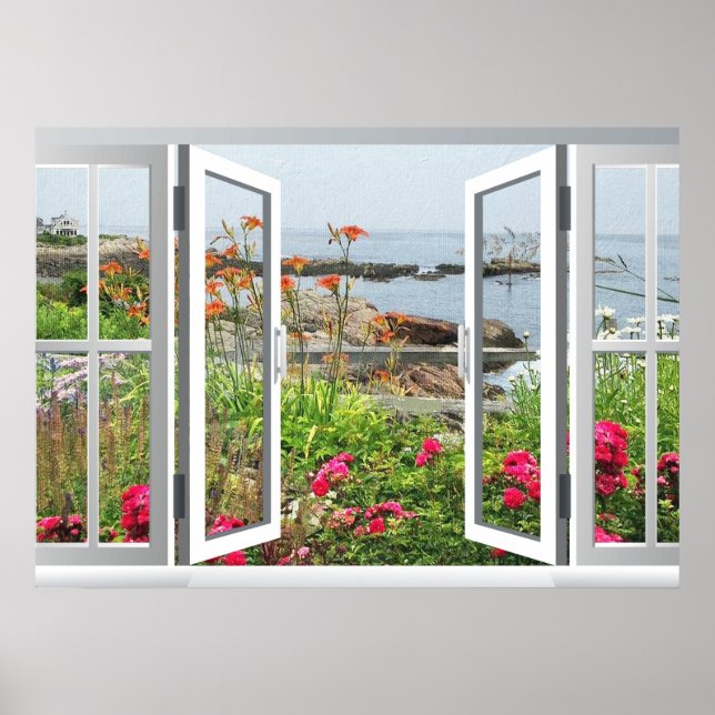 LOVELY GARDEN VIEW OF OCEAN COVE POSTER (Front)
