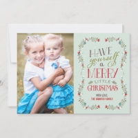Lovely Garlands Christmas Photo Card - Light Blue