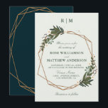 lovely geometric floral wreath wedding invitation<br><div class="desc">A lovely summer design that complements a floral garden outdoor wedding. The geometric frame and flowers gives it a modern feel. You can personalise the text, paper type, colours and other features of this template to meet your unique requirements. FOR THE BEST QUALITY I RECOMMEND YOU CHOOSE THE HIGH DEFINITION...</div>