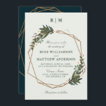 lovely geometric floral wreath wedding invitation<br><div class="desc">A lovely summer design that complements a floral garden outdoor wedding. The geometric frame and flowers gives it a modern feel. You can personalise the text, paper type, colours and other features of this template to meet your unique requirements. FOR THE BEST QUALITY I RECOMMEND YOU CHOOSE THE HIGH DEFINITION...</div>