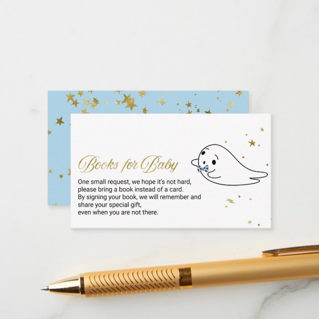 Lovely Ghost Halloween Baby Shower Books For Baby  Enclosure Card (Front/Back In Situ)