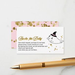 Lovely Ghost Halloween Baby Shower Books For Baby Enclosure Card