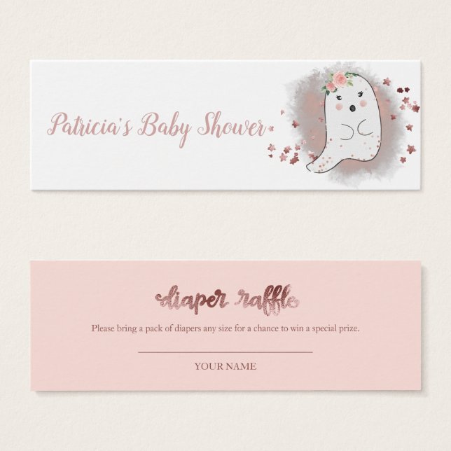 Lovely Ghost Halloween Baby Shower Diaper Raffle (Front & Back)