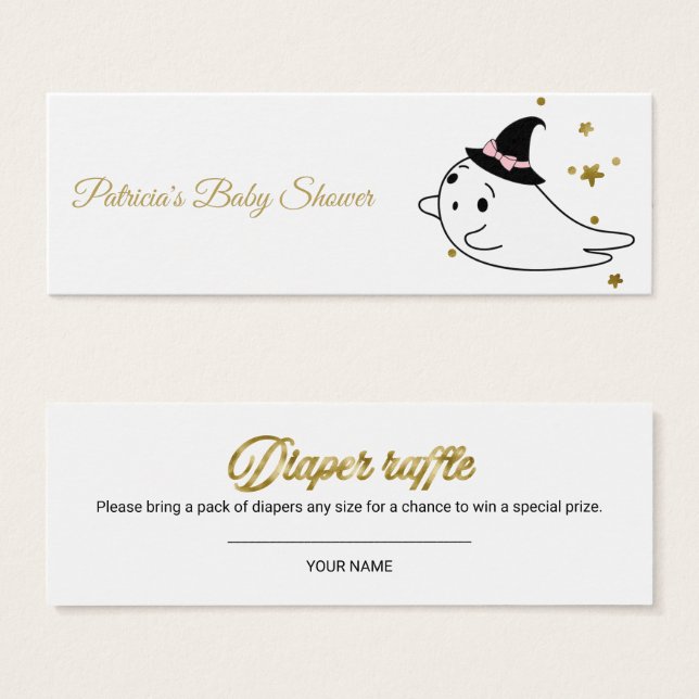 Lovely Ghost Halloween Baby Shower Diaper Raffle (Front & Back)