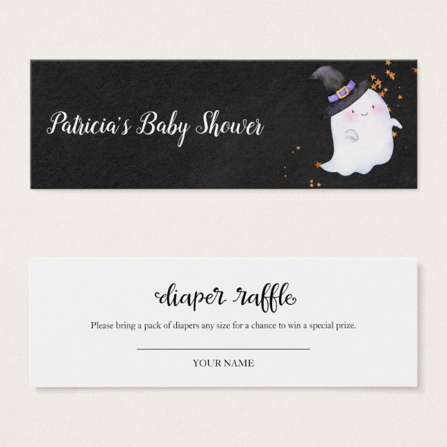 Lovely Ghost Halloween Baby Shower Diaper Raffle (Front & Back)