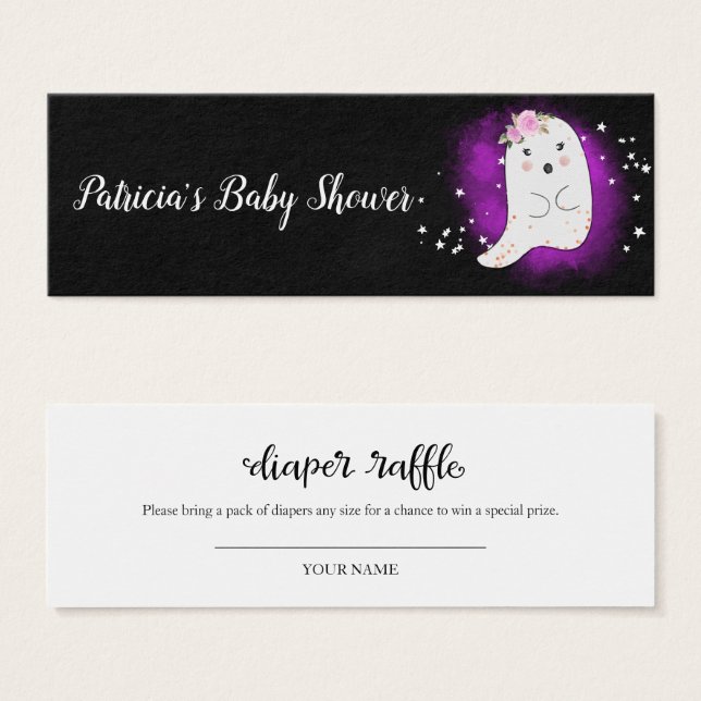 Lovely Ghost Halloween Baby Shower Diaper Raffle (Front & Back)