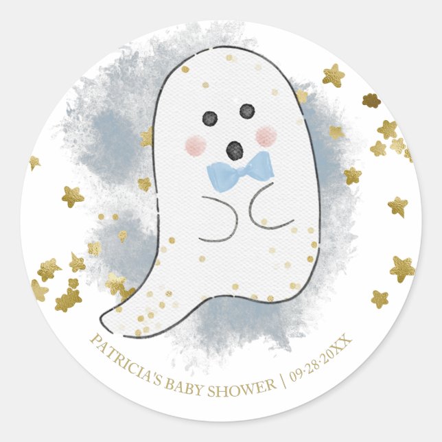 Lovely Ghost Halloween Girl Baby Shower Classic Ro Classic Round Sticker (Front)