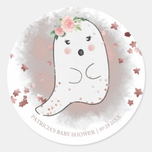 Lovely Ghost Halloween Girl Baby Shower Classic Ro Classic Round Sticker