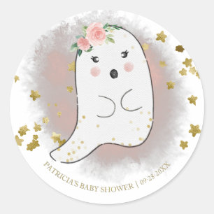 Lovely Ghost Halloween Girl Baby Shower Classic Round Sticker