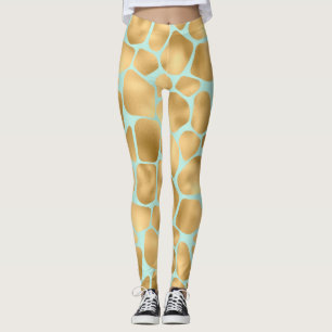 Lovely Giraffe Spots Mint and Gold Leggings