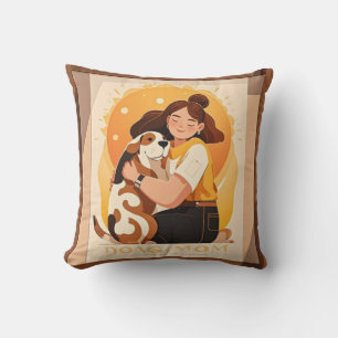 Lovely Girl and dog hug  Cushion