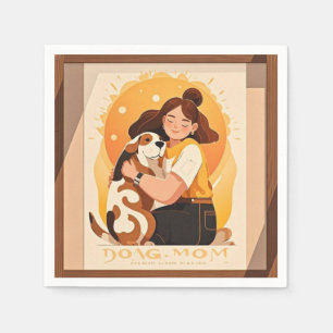 Lovely Girl and dog hug Napkin