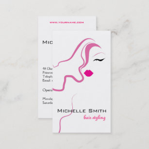 Lovely girl icon  pink hair Hairstyling branding Business Card