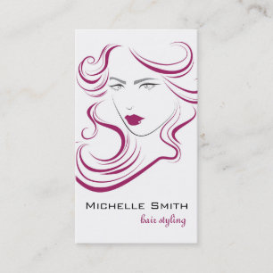 Lovely girl icon  pink hair Hairstyling branding Business Card