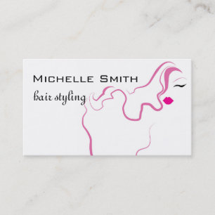 Lovely girl icon  pink hair Hairstyling branding Business Card