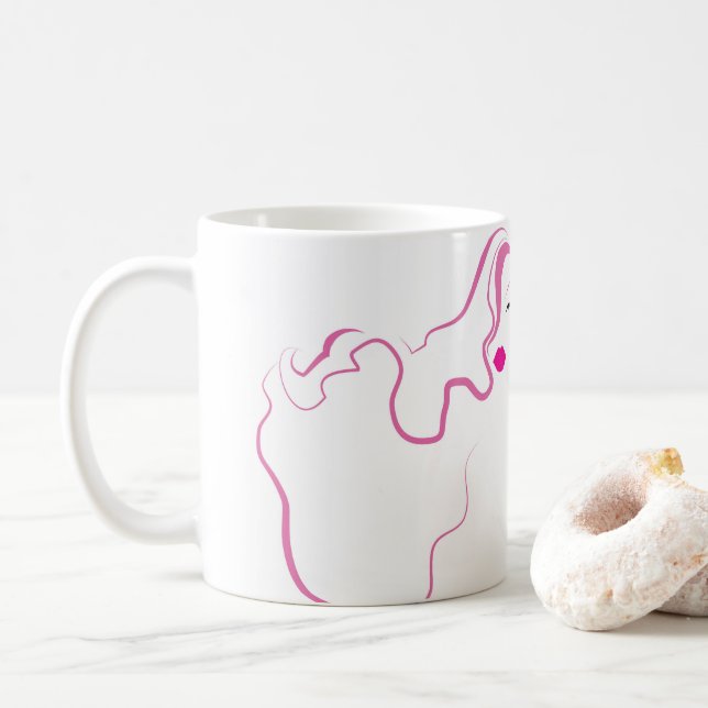 Lovely girl icon  pink hair Hairstyling branding Coffee Mug (With Donut)