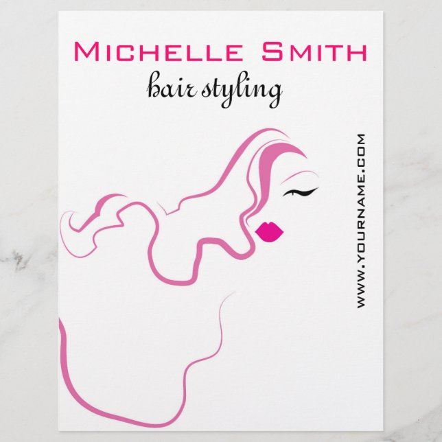 Lovely girl icon  pink hair Hairstyling branding Flyer (Front)
