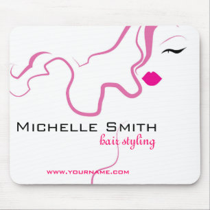 Lovely girl icon  pink hair Hairstyling branding Mouse Mat