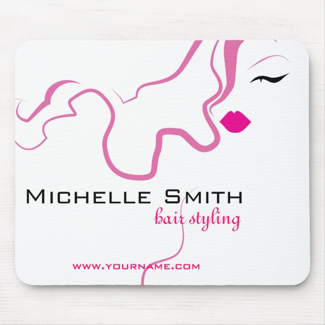 Lovely girl icon  pink hair Hairstyling branding Mouse Mat (Front)