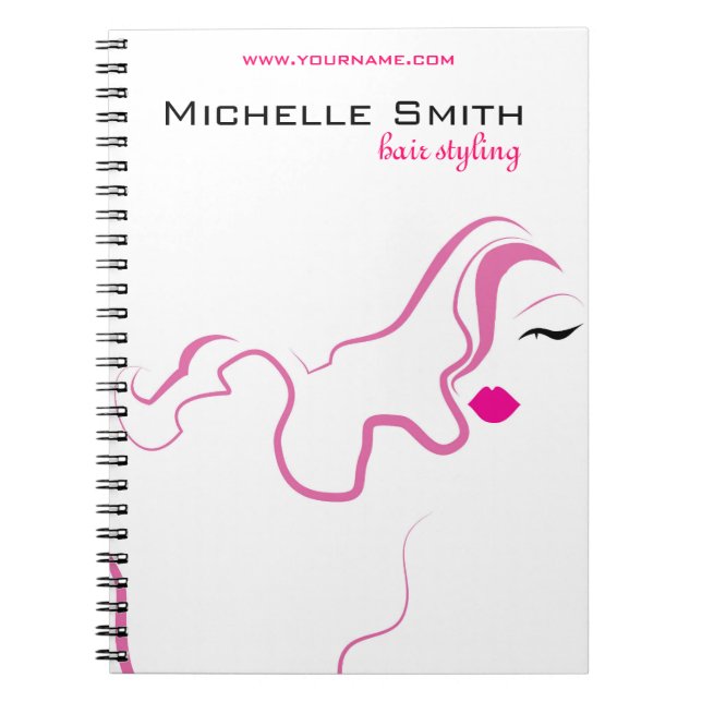 Lovely girl icon  pink hair Hairstyling branding Notebook (Front)