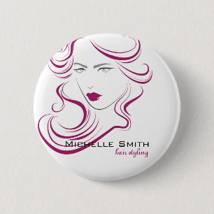 Lovely girl icon purple hair Hairstyling branding 6 Cm Round Badge
