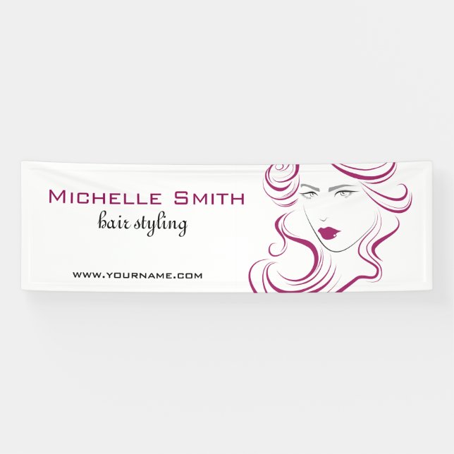 Lovely girl icon purple hair Hairstyling branding Banner (Horizontal)