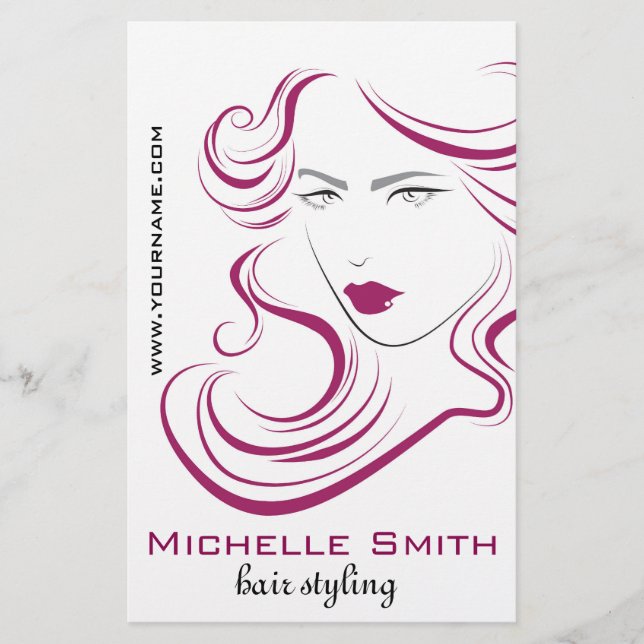 Lovely girl icon purple hair Hairstyling branding Flyer (Front)
