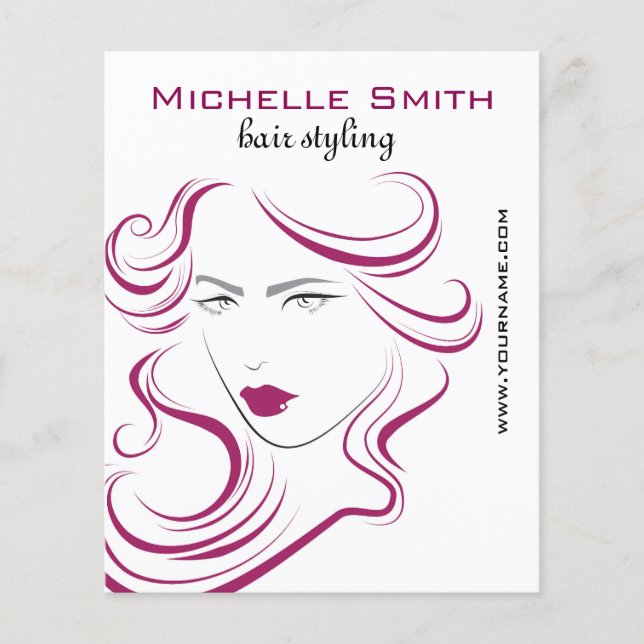 Lovely girl icon purple hair Hairstyling branding Flyer (Front)