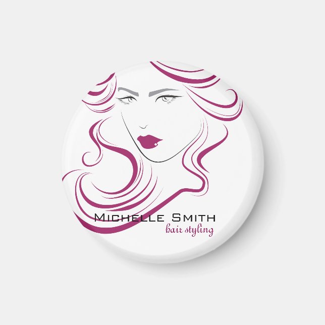 Lovely girl icon purple hair Hairstyling branding Magnet (Front)