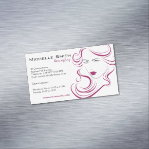 Lovely girl icon purple hair Hairstyling branding Magnetic Business Card