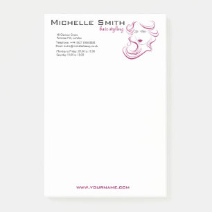Lovely girl icon purple hair Hairstyling branding Post-it Notes