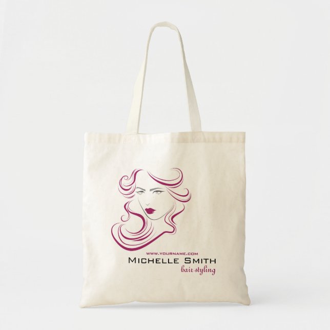Lovely girl icon purple hair Hairstyling branding Tote Bag (Front)
