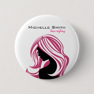 Lovely girl with pink hair Hairstyling branding 6 Cm Round Badge
